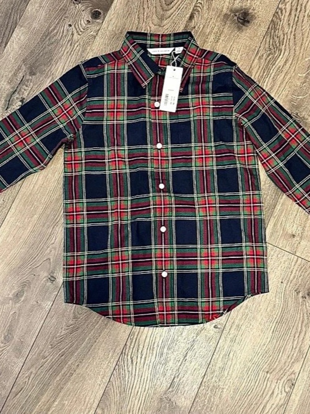 Janie and Jack Plaid Poplin Shirt Boys Plaid Button Down Blue & Red Size 8 NWT